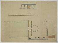 214393 Plattegrond van het ontwerp voor de versmalling van de Visbrug te Utrecht; met verplaatsing van de galerij en ...